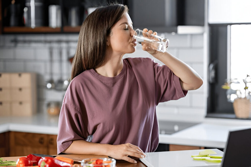 girl drinking Water in a glass