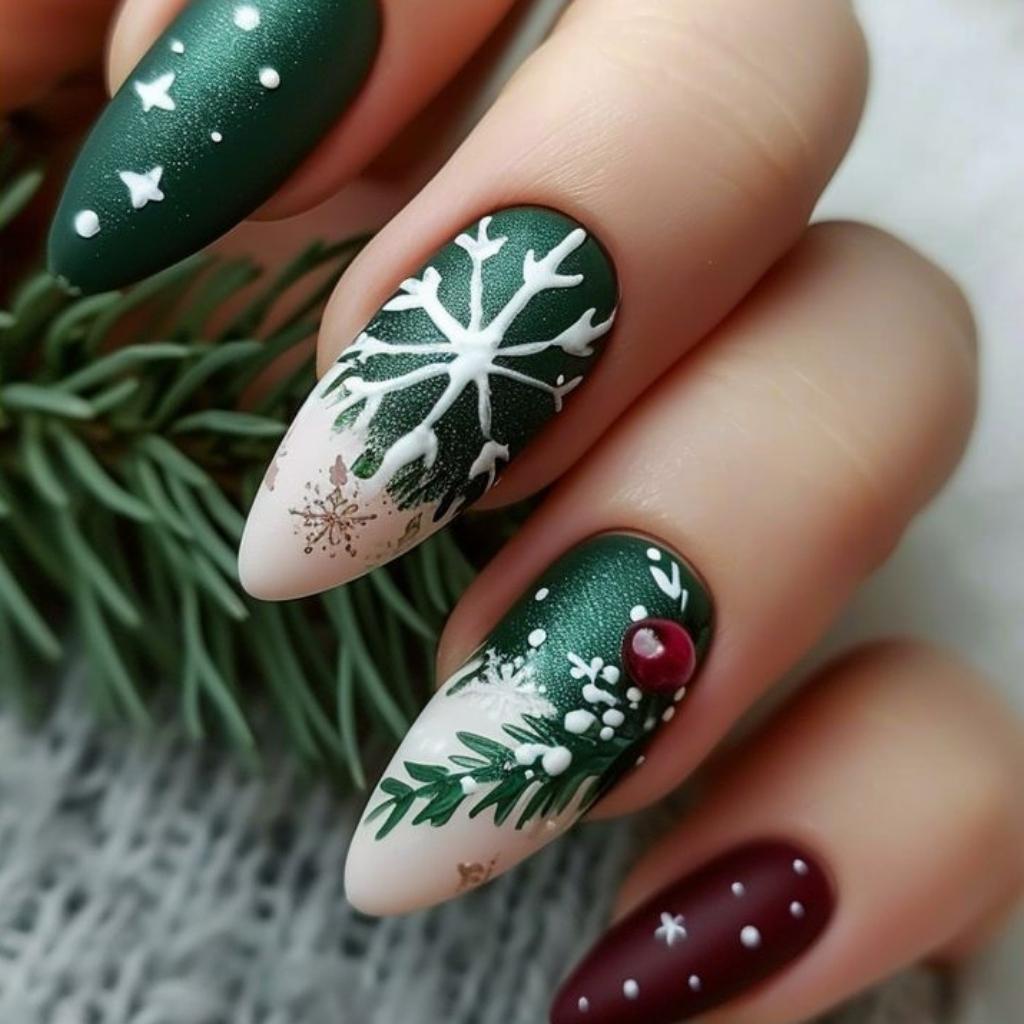 Intricate Christmas nail Designs