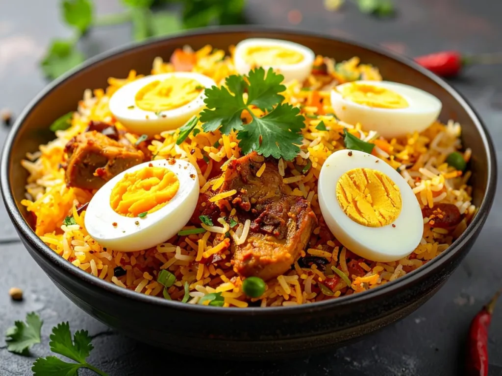 Best biryani in Kolkata with mutton potato and egg