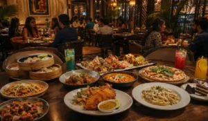 “Indian, Chinese and Continental dishes at a multicuisine restaurant in Kolkata